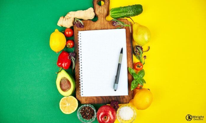 vegetables and note with pen