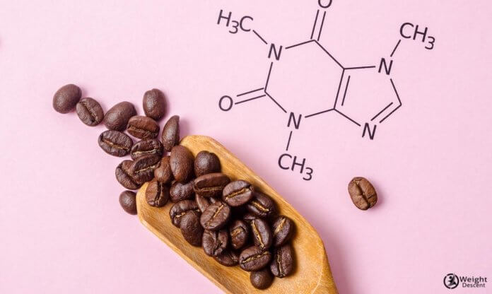 Structural chemical formula of caffeine molecule
