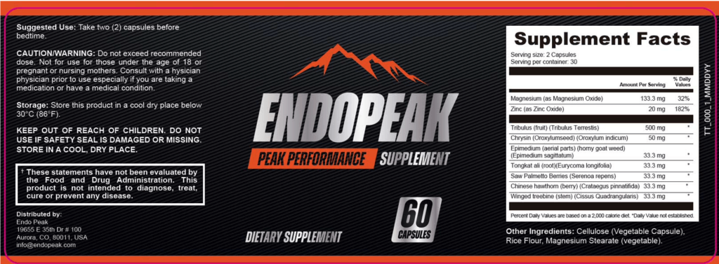 Endopeak supplement facts